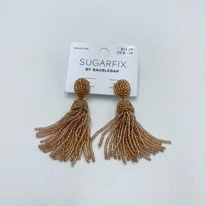 SUGARFIX by BaubleBar Golden Pink Beaded Tassel 3" Earrings NWT